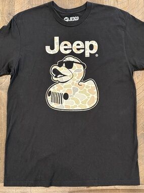 Men’s Jedco Jeep Black Cotton T-Shirt Camo Duck Short Sleeve L